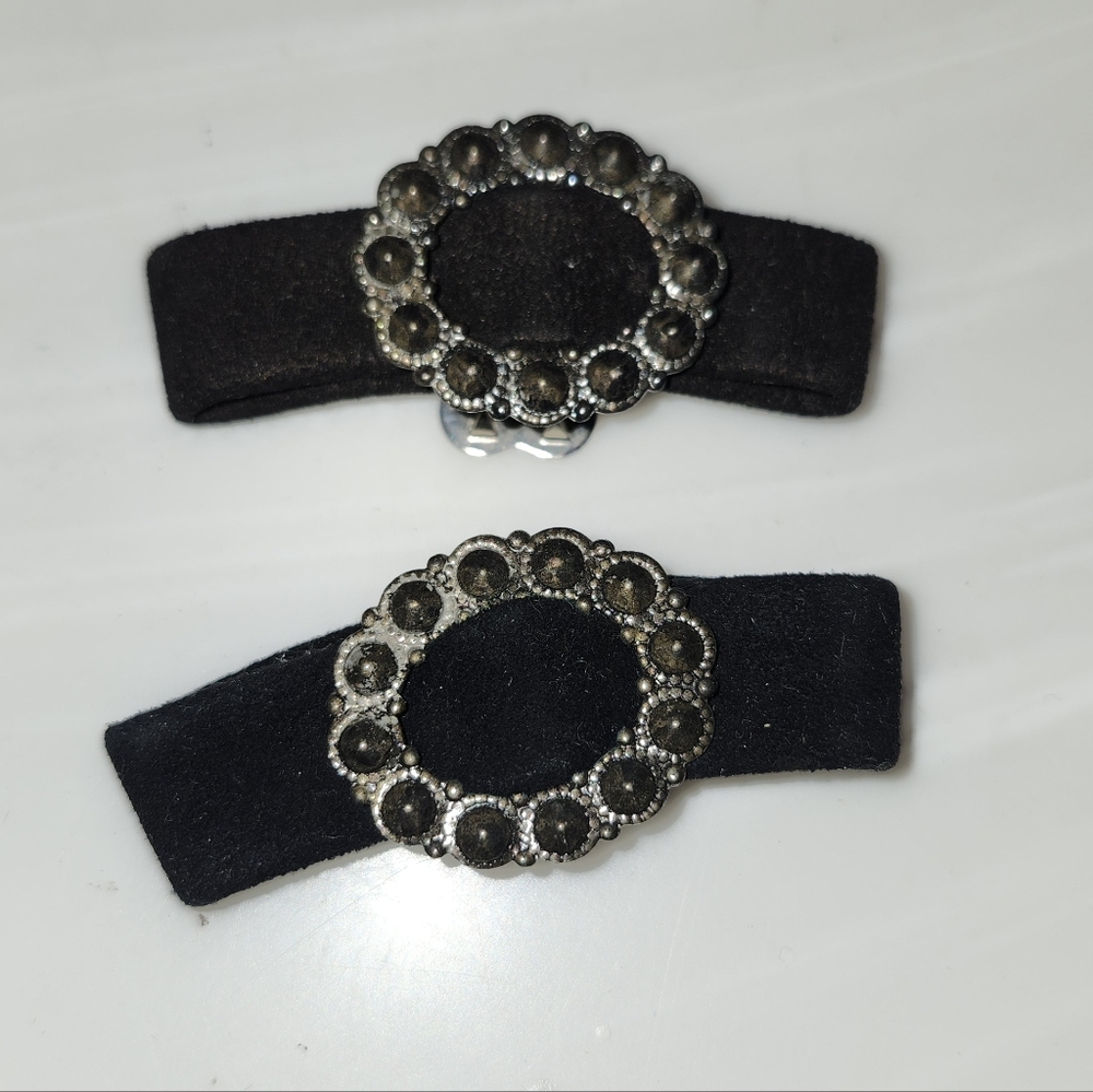 Black Shoe Clips with Rhinestone Accents